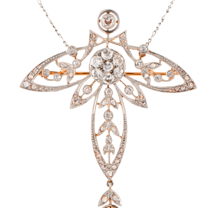 Colgante Belle Époque con diamantes