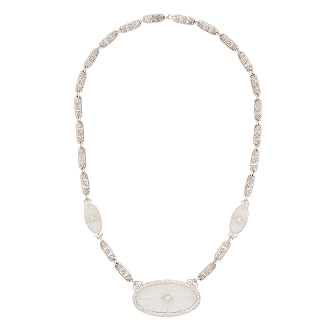 Collar Art Déco con diamantes y cristal tallado